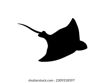 Stingray shape. vector black silhouette white background