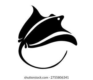 Stingray silhouette, cartoon, vector illustration