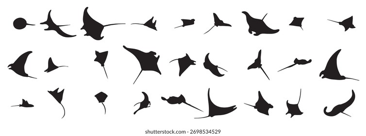 Stingray Silhouette Illustration Set Vektor