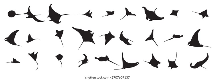 Stingray Silhouette Illustration Set Vektor
