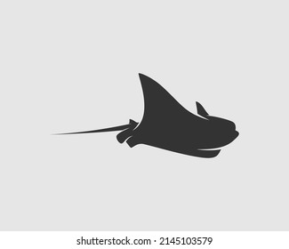 Stingray Silhouette on White Background. Isolated Vector Animal Template for Logo Company, Icon, Symbol etc 