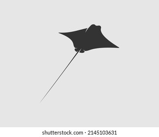 Stingray Silhouette on White Background. Isolated Vector Animal Template for Logo Company, Icon, Symbol etc 