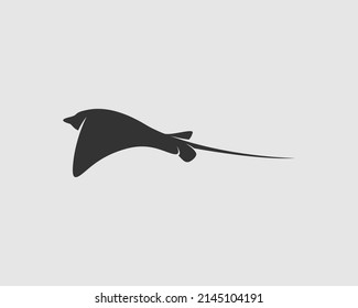 Stingray Silhouette on White Background. Isolated Vector Animal Template for Logo Company, Icon, Symbol etc 