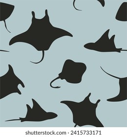 Stingray silhouette seamless pattern vector