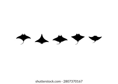 Stingray Silhouette Vector Collection Set