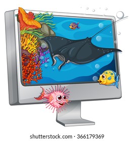 Natación estingris en la ilustración de pantalla del ordenador
