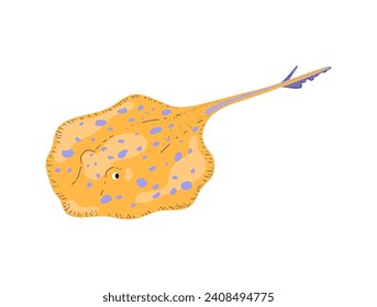 Stingray tail sea fish. Marine creature. Isolated hand drawn vector illustration.