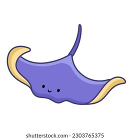 Stingray underwater marine animal character for kids game or education