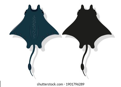 Ilustración de dibujos animados vectoriales de Stingray aislados en un fondo blanco.