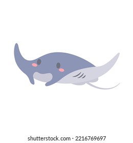 Stingray vector. cute animal face design for kids