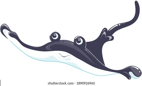 Stingray Vector flat Illustration. Cute cartoon character. Sea creature
