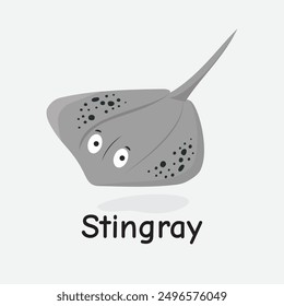 Stingray Vector Illustration: Flat Marine Fish