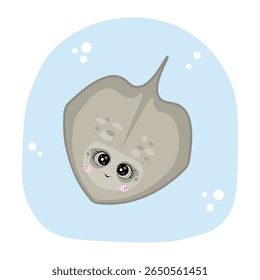 Stingray. Vector Illustration for printing, backgrounds, covers and packaging. Image can be used for greeting cards, posters, stickers and textile. Isolated on white background.