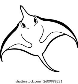 stingray vector line art on white baclground