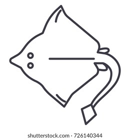 stingray vector line icon, sign, illustration on background, editable strokes