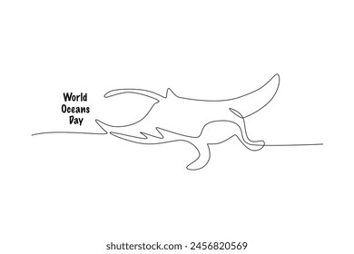 Stingray. World ocean day concept one-line drawing