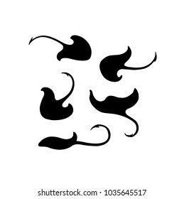 Stingrays silhouettes vector isolated handdrawn