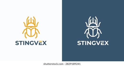 Stingvex logo on white and blue backgrounds