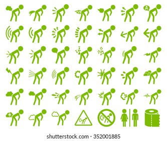 Stink boys vector icon collection. Style is flat symbols, eco green color, rounded angles, white background.