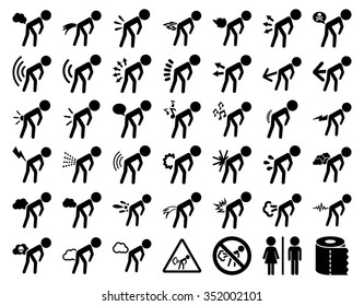 Stink boys vector icon set. Style is flat symbols, black color, rounded angles, white background.