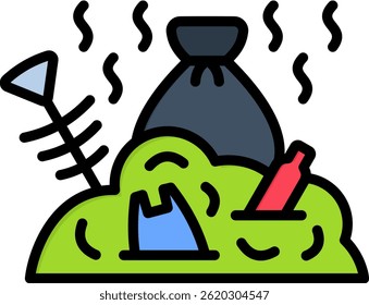 Ilustración vectorial de color lineal de icono de apestoso