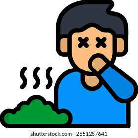 Ilustración vectorial de color lineal de icono de apestoso