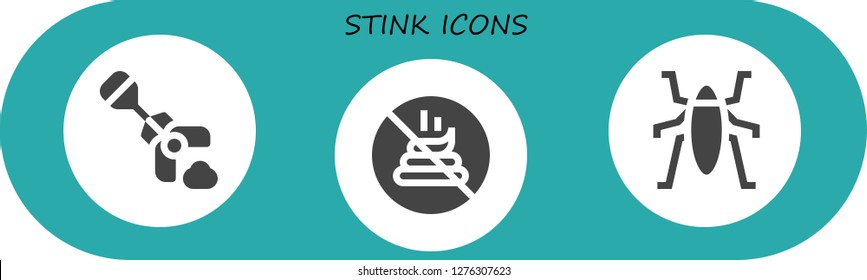  stink icon set. 3 filled stink icons. Simple modern icons about  - Poop, No poop, Insect