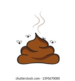 stinking poop icon with fly vector illustration