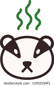 stinking skunk head linear icon black and white with green reek
