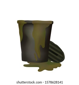 Stinking trash. Vector illustration. Green mud flows. Recycle bin.