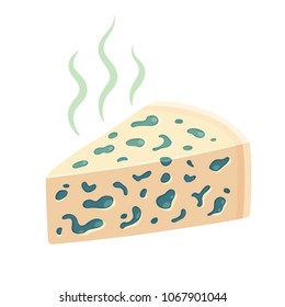 Stinky Blue Cheese Wedge, Smelly Food Vector Illustration.