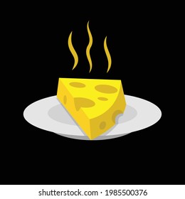 stinky cheese on a plate, vector illustration