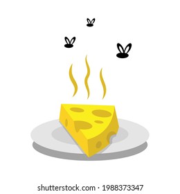 stinky cheese on a plate, vector illustration