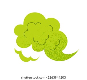 Stinky green cloud concept. Toxic smell and fart. Vapor and poison, waste into atmosphere. Poster or banner for website. Dirty breath metaphor. Cartoon flat vector illustration