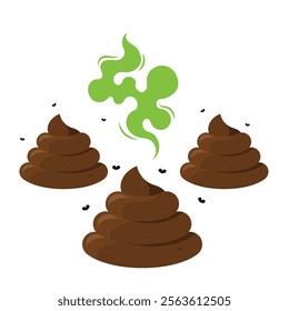stinky poop flat vector illustration logo icon clipart