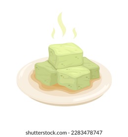 Stinky Tofu. Chinese Fermented Tofu traditional food symbol cartoon illustration vector