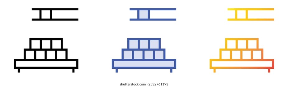 Apestoso icono de tofu. Lineal, relleno azul y diseño de estilo degradado aislado sobre fondo blanco