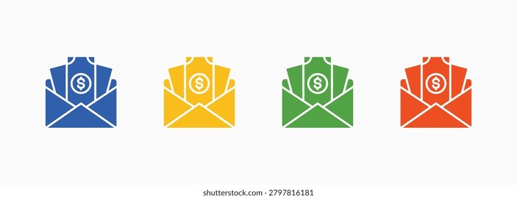 Stipend Icon Set Color Multiple Style Collection Illustration