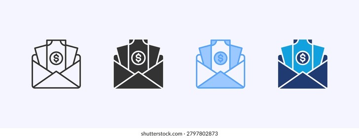 Stipend Icon Set Multiple Style Collection Vector Illustration
