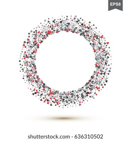 Stipple Dot Backgrounds with Little Silver and Red Hearts. Halftone Pattern or Texture. Vector Illustration
