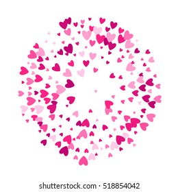 El estipple pone los corazones a medio tono textura. Plantilla de fondo redondeado rosa. Ilustración vectorial de círculo de semitono. Bien por el diseño publicitario del cartel de amor de San Valentín.