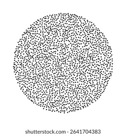 Stipple dotted round shape. Vector grainy noise textured circle design element