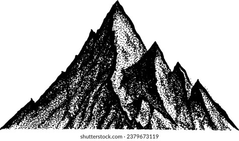 Stipple drawing of Mountain peak vector illustration