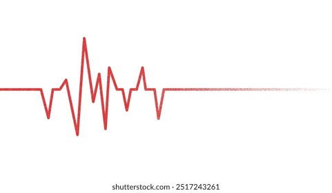 Pulso rojo del latido del corazón o señal del ritmo cardíaco en fondo aislado