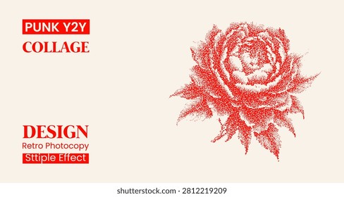 Stipple effect red rose