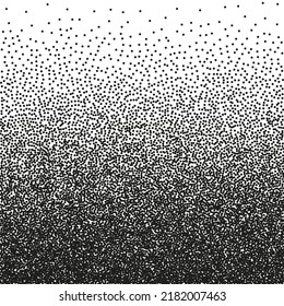 Stipple Pattern, Dotted Geometric Background. Stippling, Dotwork Drawing, Shading Using Dots. Pixel Disintegration, Random Halftone Effect. White Noise Grainy Texture. Vector Illustration