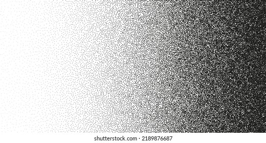 Stipple pattern, dotted geometric background. Stippling, dotwork drawing, shading using dots. Pixel disintegration, random halftone effect. White noise grainy texture. Vector illustration
