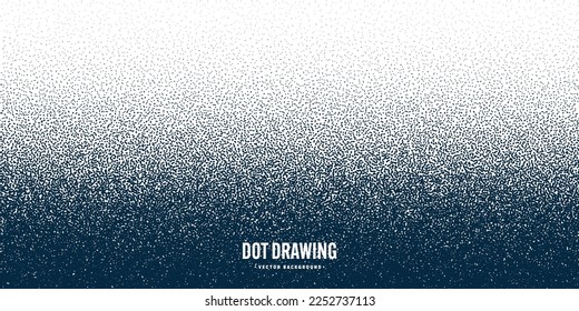 Stipple pattern, dotted geometric background. Stippling, dotwork drawing, shading using dots. Pixel disintegration, random halftone effect. White noise grainy texture. Vector illustration