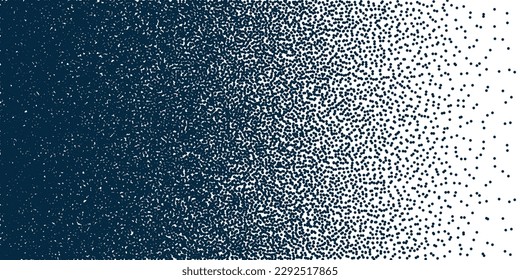 Stipple pattern, dotted geometric background. Stippling, dotwork drawing, shading using dots. Pixel disintegration, random halftone effect. White noise grainy texture. Vector illustration