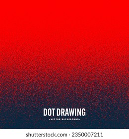 Patrón de fondo, fondo geométrico con puntos rojos. Estipamiento, dibujo de puntos, sombreado con puntos. Desintegración de píxeles, efecto de semitono aleatorio. Textura granulada de ruido blanco. Ilustración del vector
